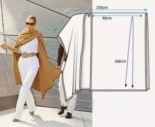 10款秋冬必备的斗篷披肩大衣裁剪图