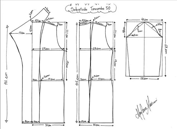 立领大衣图纸,一个版九个码-服装裁剪放码-服装设计网