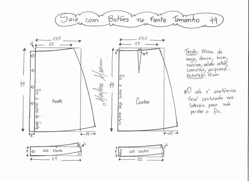 牛仔a字短裙的11码图纸整理-服装裁剪放码-服装设计网