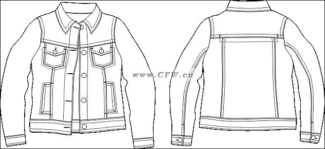 牛仔设计手稿图-牛仔款式效果图-cfw服装设计