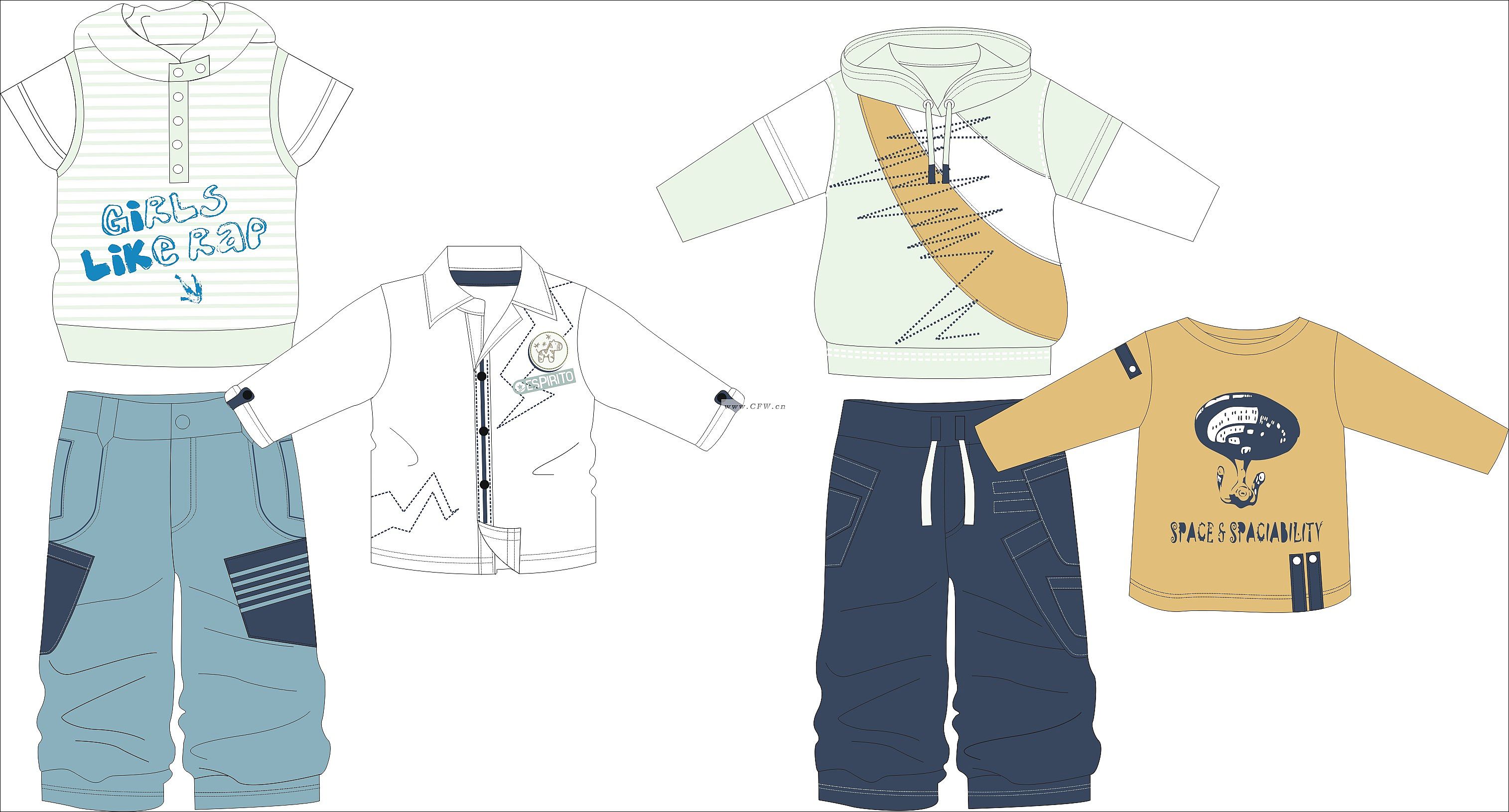 童装设计-童装设计图-童装款式效果图-童装设计师手稿作品-CFW服装设计