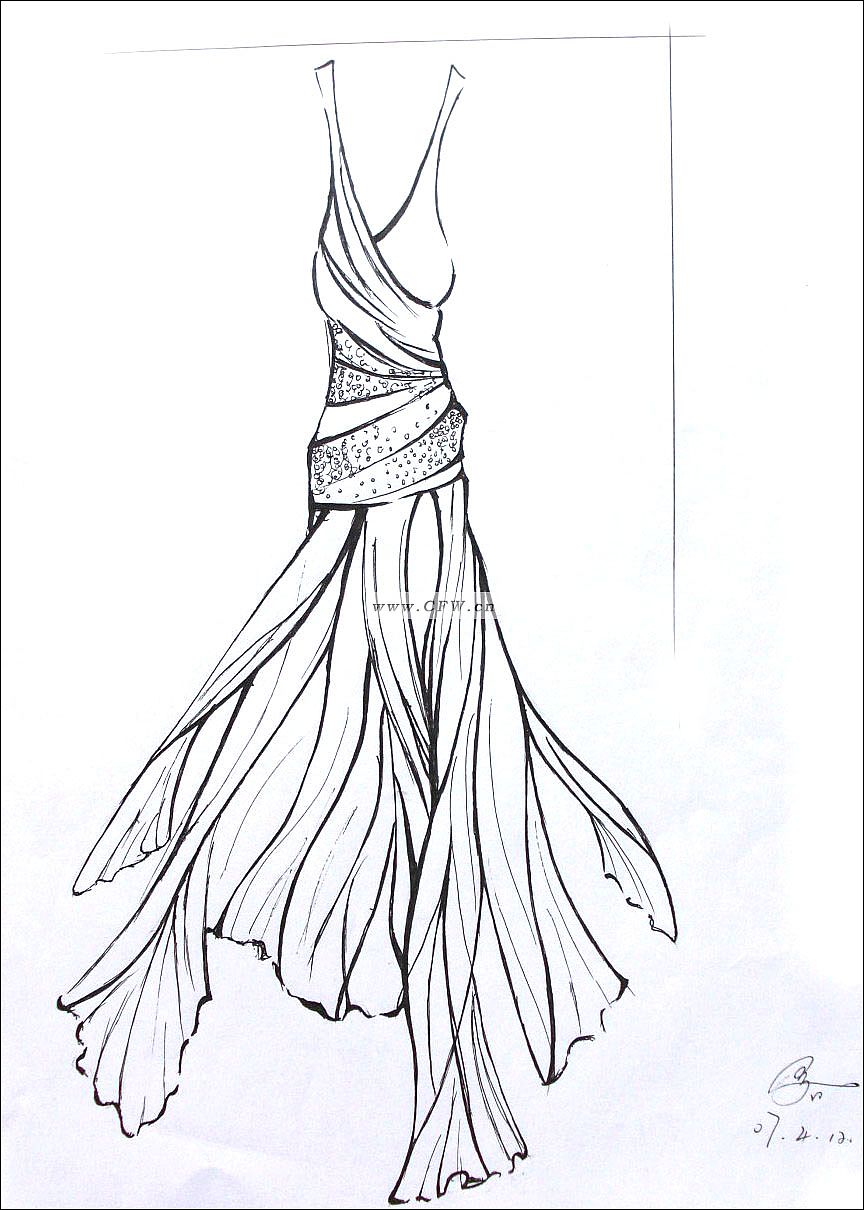 礼服设计手稿图-礼服款式效果图-cfw服装设计