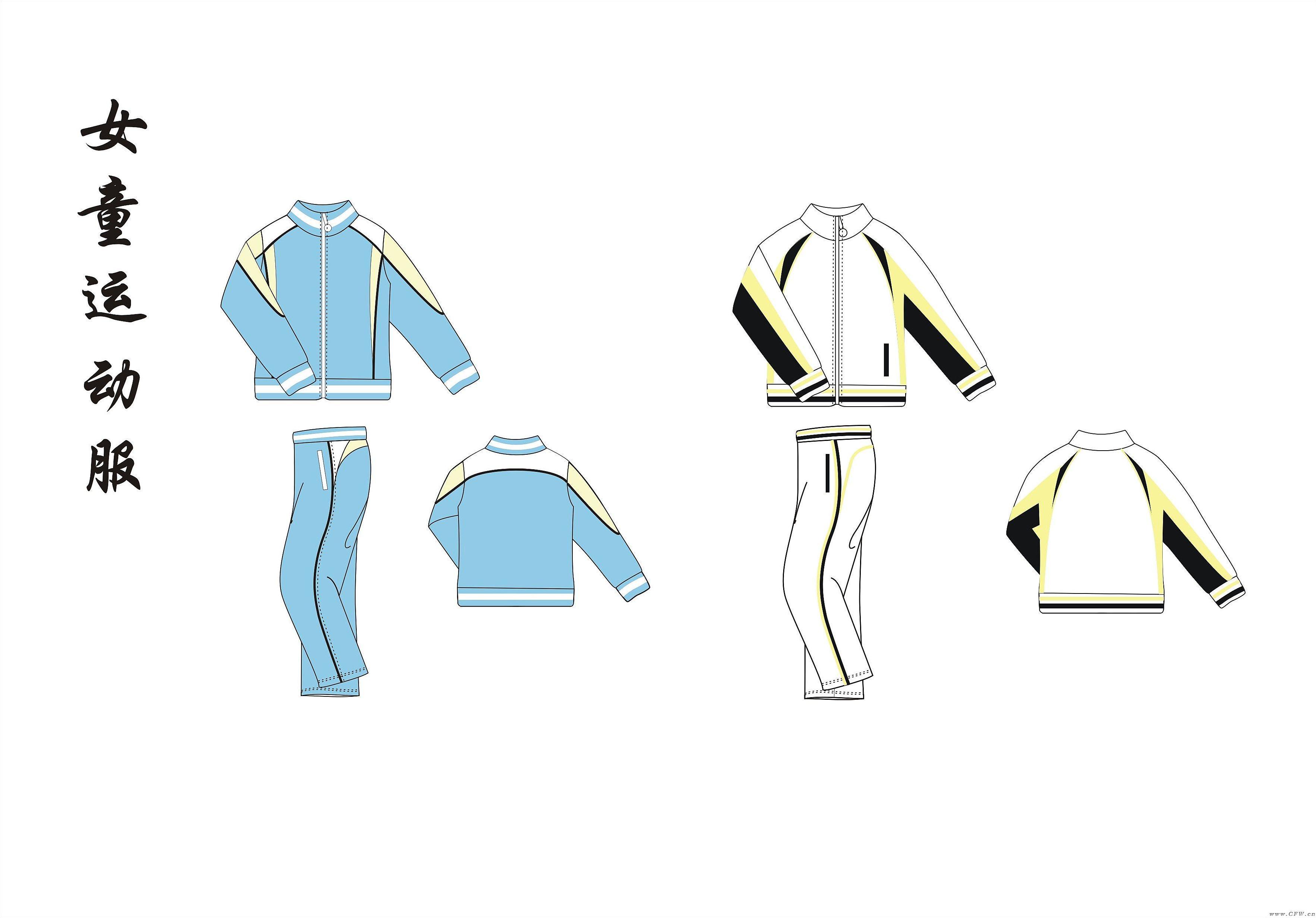 女童运动服(校服设计图)作品-女童运动服(校服设计图)款式图