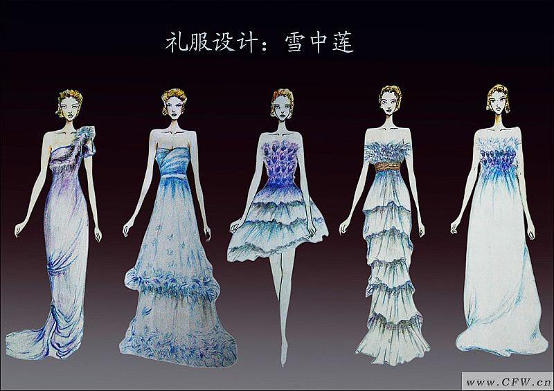 系列款式图礼服三人 婚纱服装设计图 服装款式图|100张款式图一次看图片