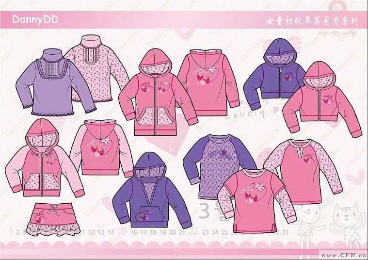 草莓图案系列-童装设计-服装设计