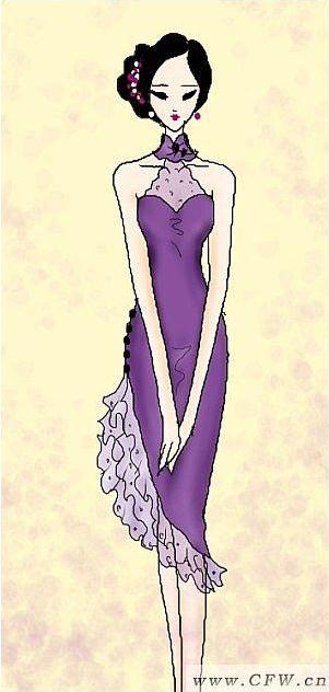 时尚旗袍作品-时尚旗袍款式图