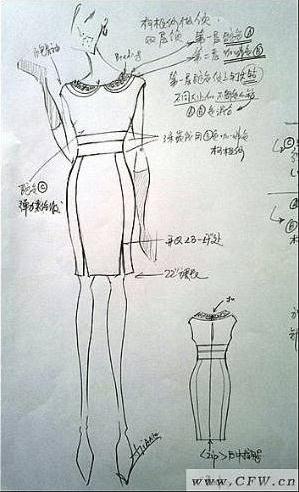 时尚女装连衣短裙手稿-女装设计-服装设计-服装设计网