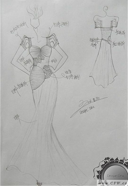 我的设计手稿-婚纱礼服设计-服装设计