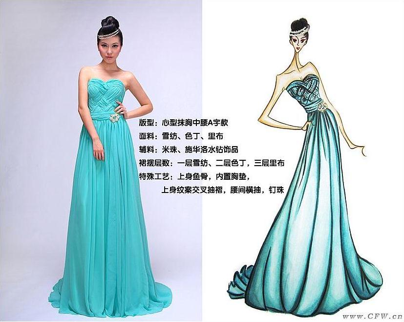 礼服效果图作品-礼服效果图款式图