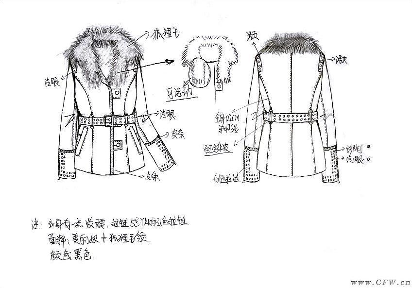 皮草类设计作品-皮草类设计款式图