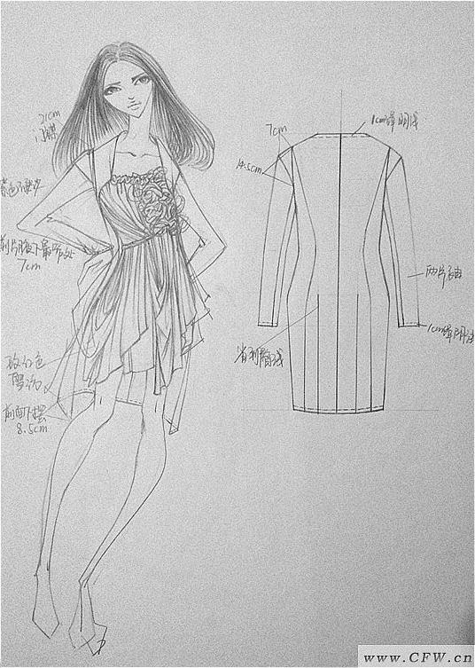 大衣款式图效果图-女装设计-服装设计_微明网