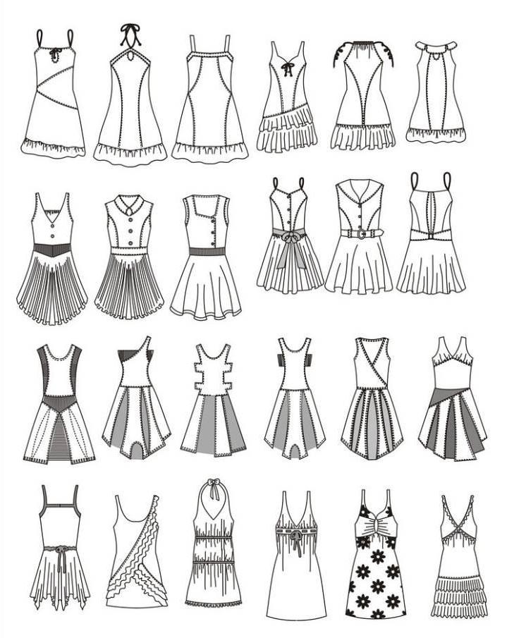 连衣裙时装款式图收集