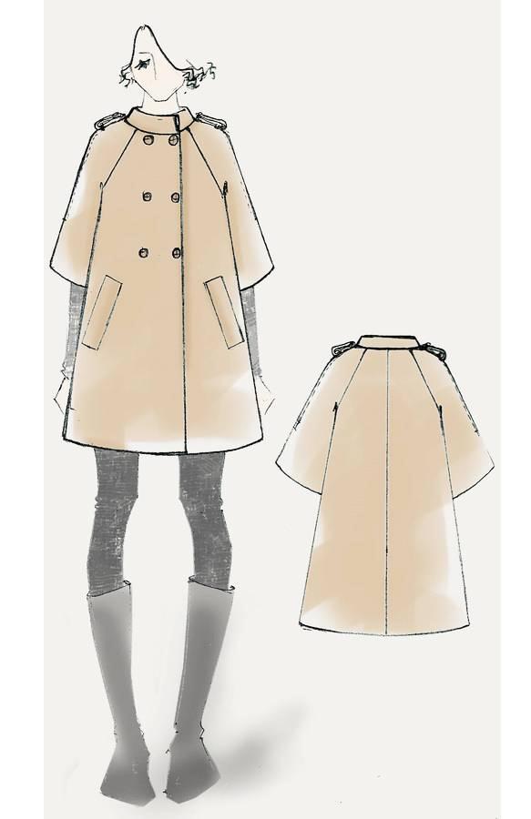 大衣款式图手稿-女装设计