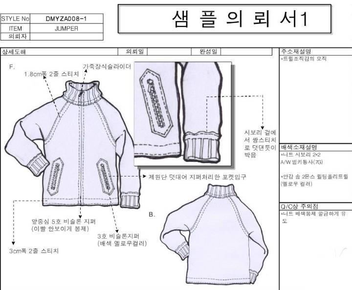 外套款式图工艺单