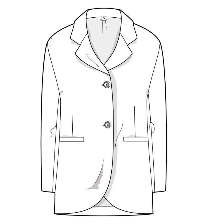 女士廓形西装大衣款式图-女装设计