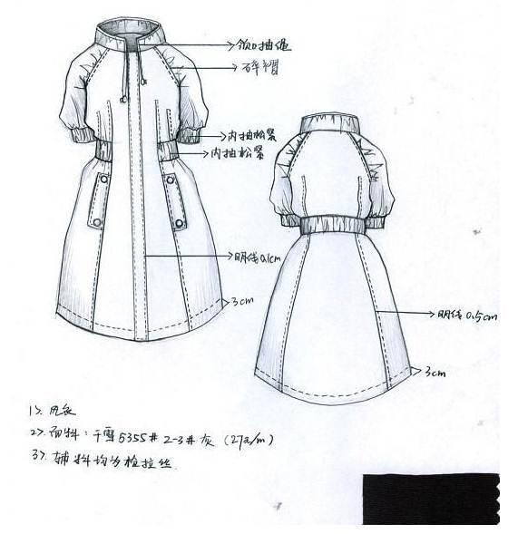 休闲棉服手绘效果图收集作品-休闲棉服手绘效果图收集款式图