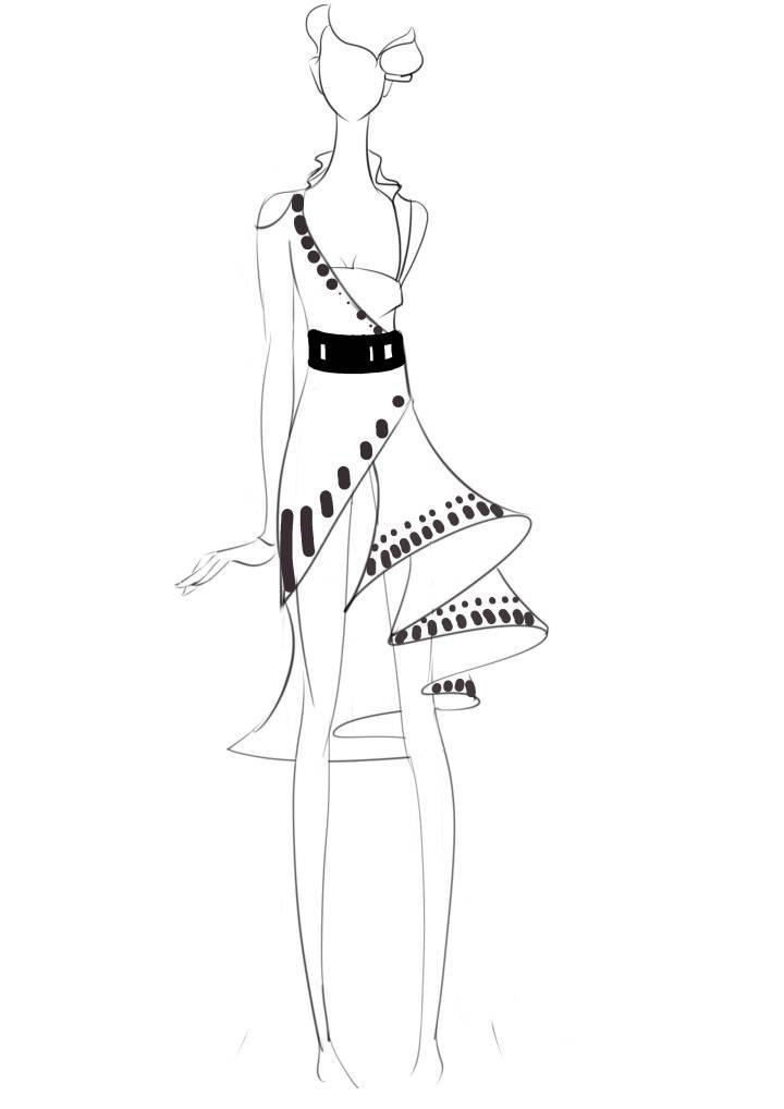 简单时尚 斑点裙 原创-女装设计-服装设计