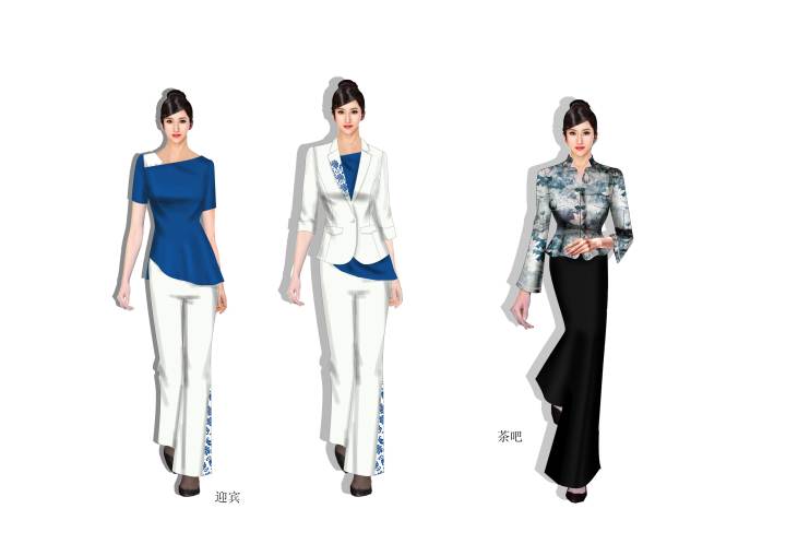 青花瓷系列设计-职业服装设计-服装设计