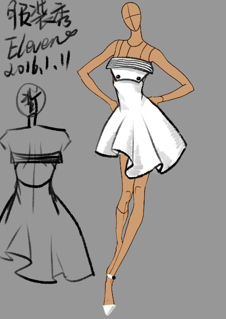 个性拼接不规则短裙-婚纱礼服设计-服装设计