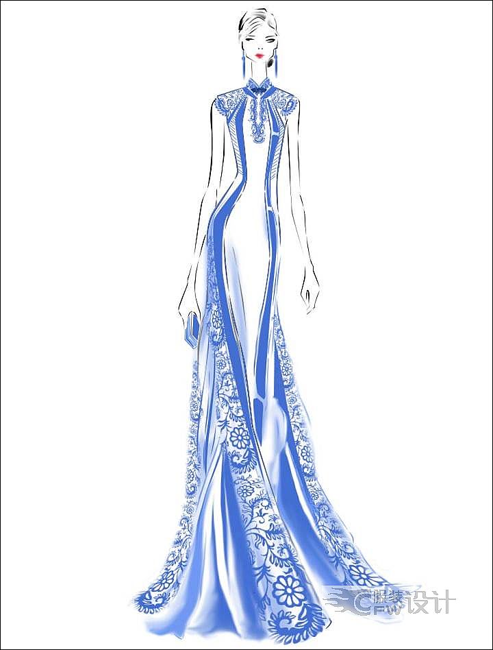 青花瓷-婚纱礼服设计