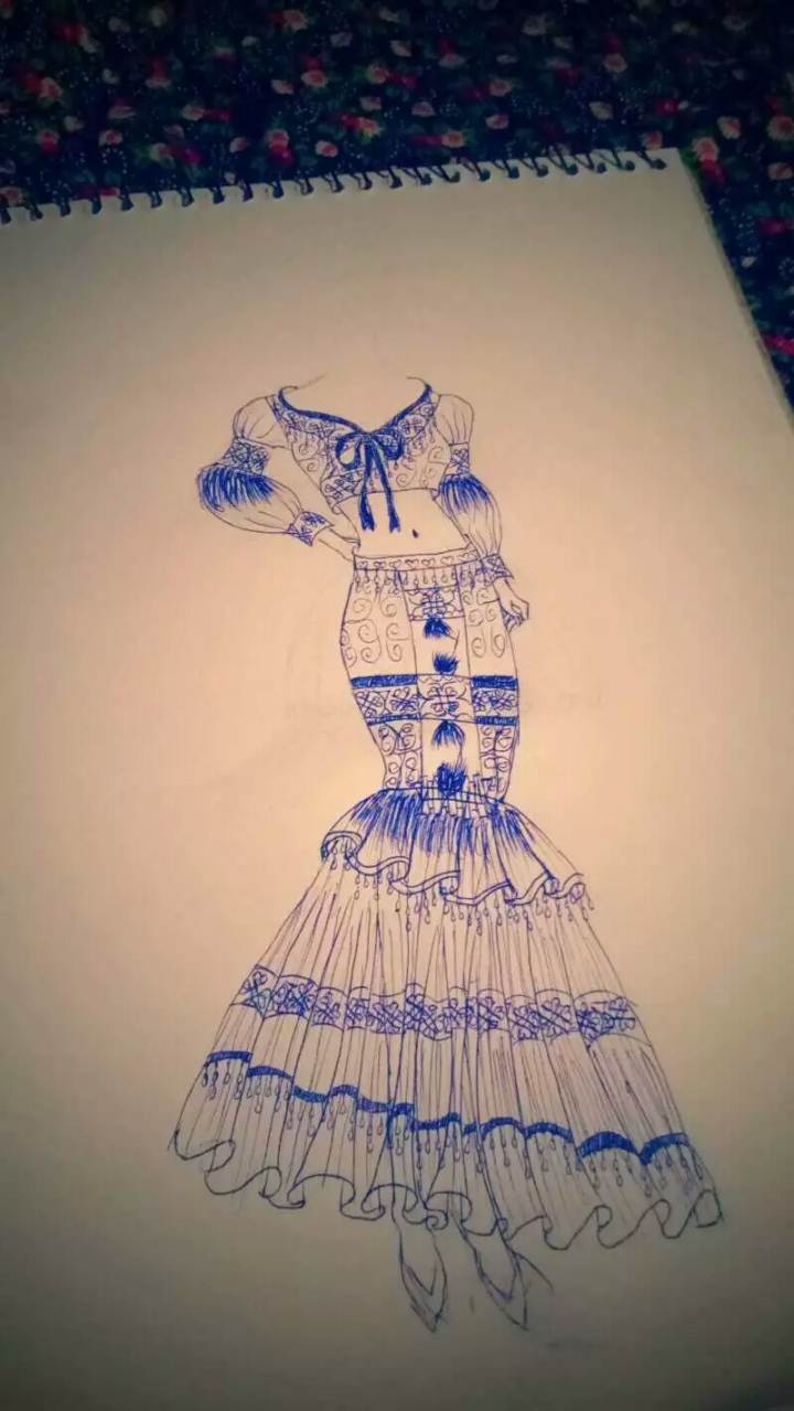 包臀苗族婚纱礼服-其它设计-服装设计