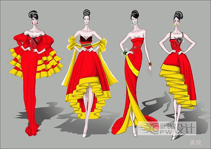 中式民族风礼服设计-女装设计-服装设计