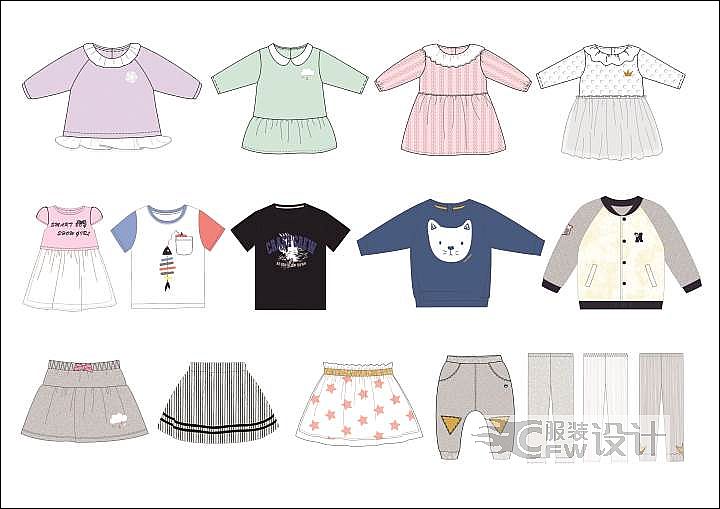 婴童装款式图-童装设计-服装设计