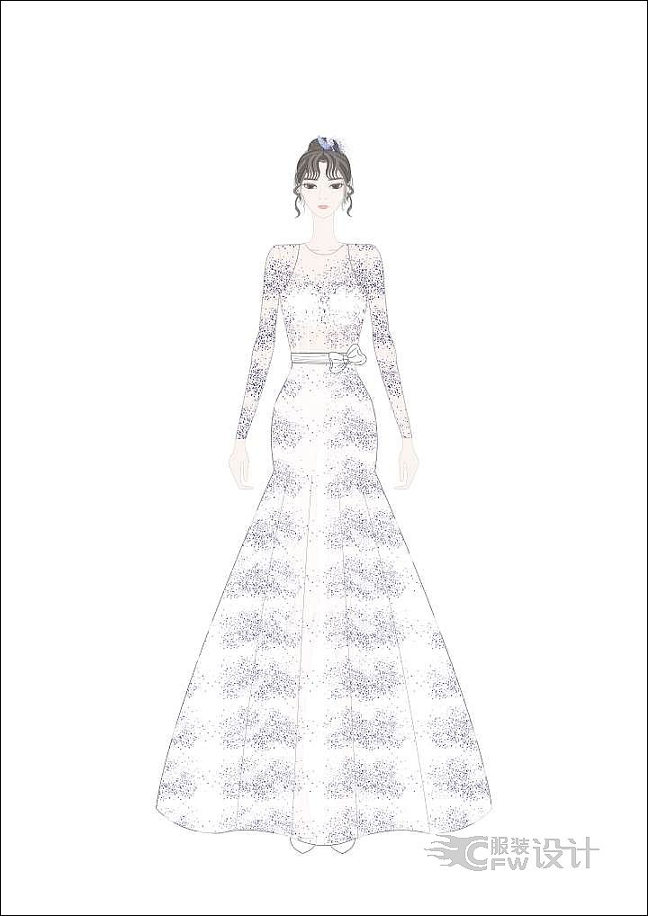 白色星空长裙-婚纱礼服设计-服装设计