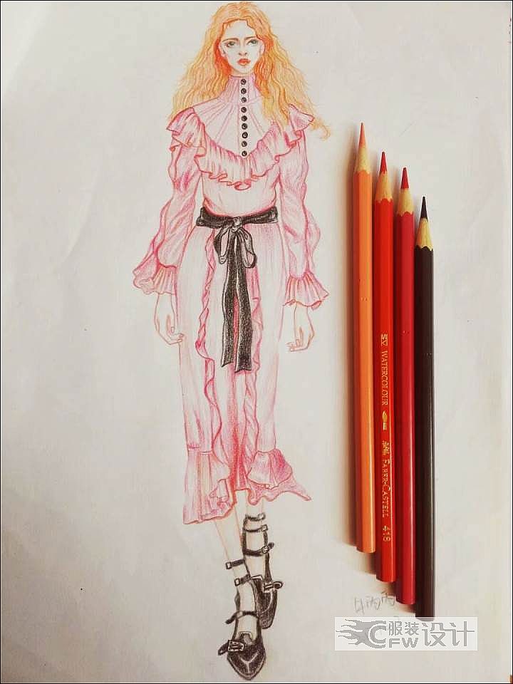 彩铅手绘-女装设计-服装设计