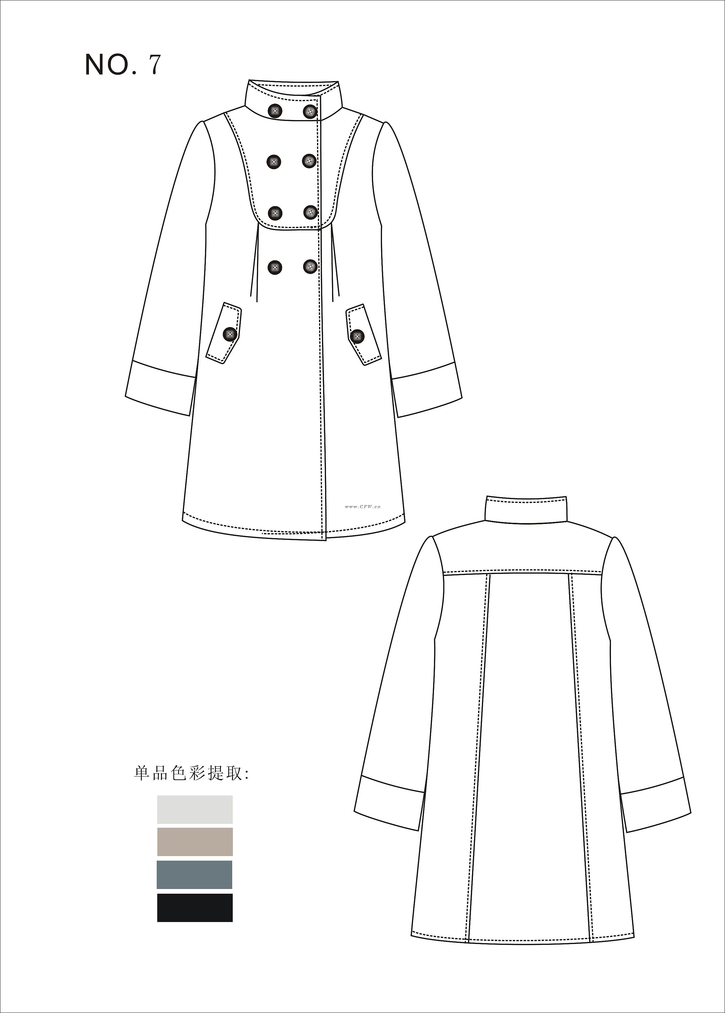 儿童套装设计手稿图-亲子装款式效果图-cfw服装设计
