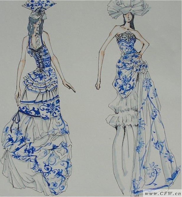 青花瓷-女装设计-服装设计