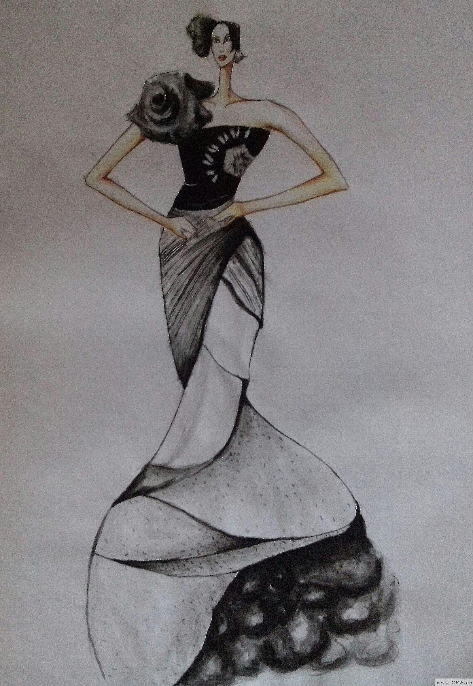 服装效果图作品-服装效果图款式图