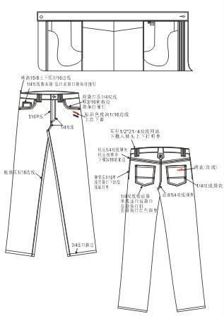 牛仔裤款式工艺单