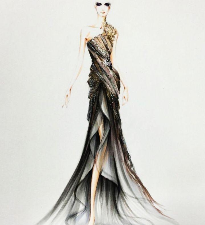 礼服设计手稿图-礼服款式效果图-cfw服装设计