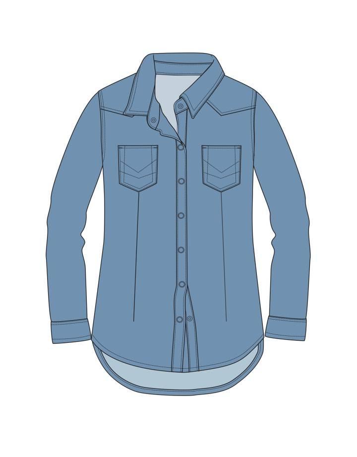 牛仔衬衫作品-牛仔衬衫款式图