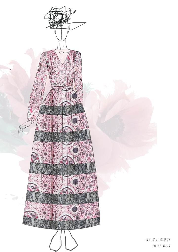 女装连衣裙设计手稿图-女士连衣裙款式效果图-cfw服装设计