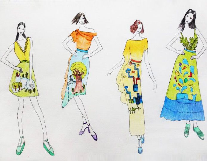 女装休闲套装设计手稿图-女士休闲套装款式效果图-cfw服装设计